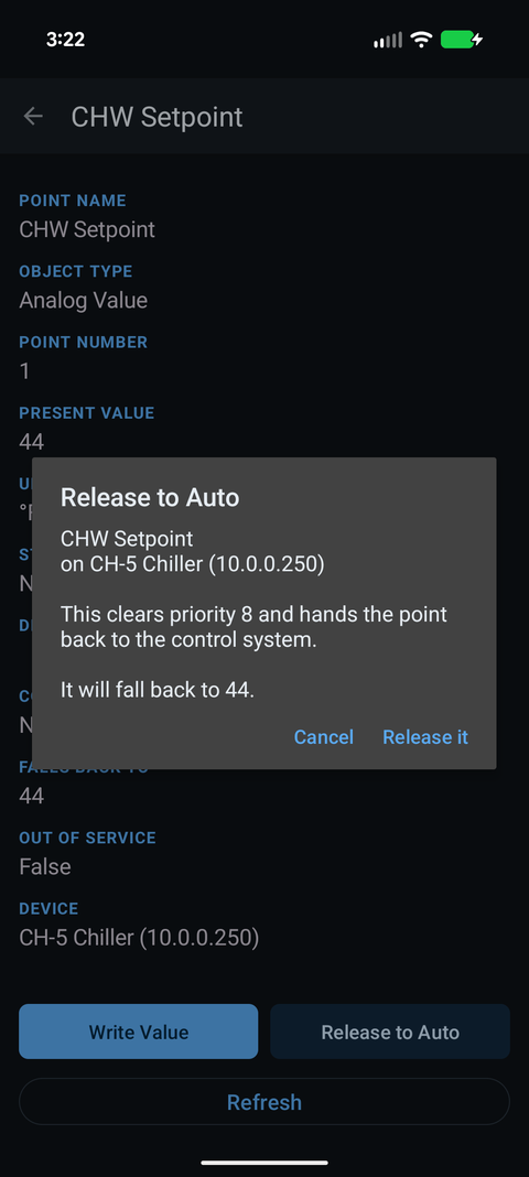 Releasing back to auto
